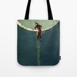 Baron Munchausen Climbs to the Moon Tote Bag