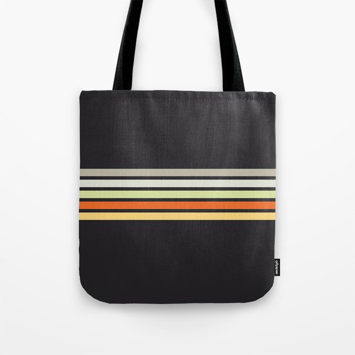 Colorful Retro Stripes Black IV Tote Bag