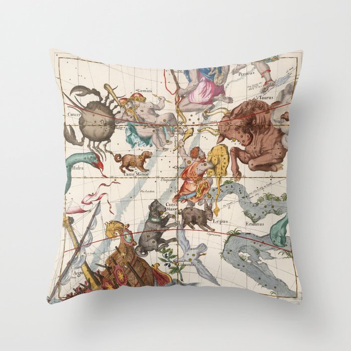 Vintage Constellation Map - Star Atlas Throw Pillow