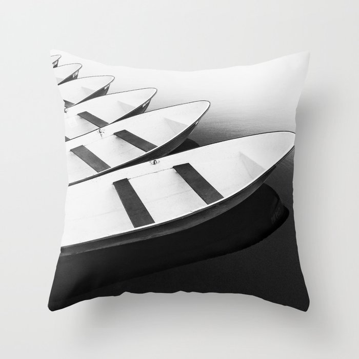 Boats on the Tigress portrait black and white photograph / photography Throw Pillow