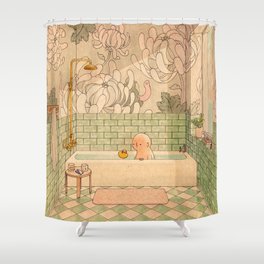 Bath in Green Shower Curtain