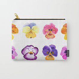 Colorful pansies collection watercolor painting Carry-All Pouch | Floralarts, Pinkpansy, Tricolorwatercolor, Flowerpainting, Watercolorflower, Pansiespainting, Vibrantflower, Pansyflower, Pansywatercolor, Painting 