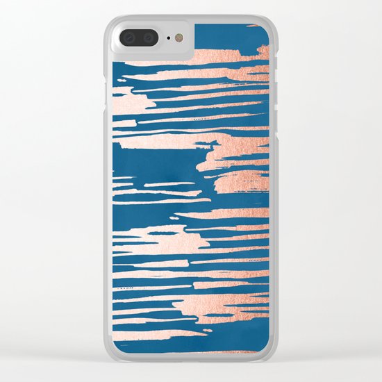 Tiger Paint Stripes - Sweet Peach Shimmer on Saltwater Taffy Teal Clear iPhone Case