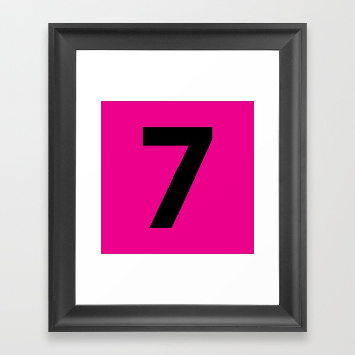 Number 7 (Black & Magenta) Framed Art Print