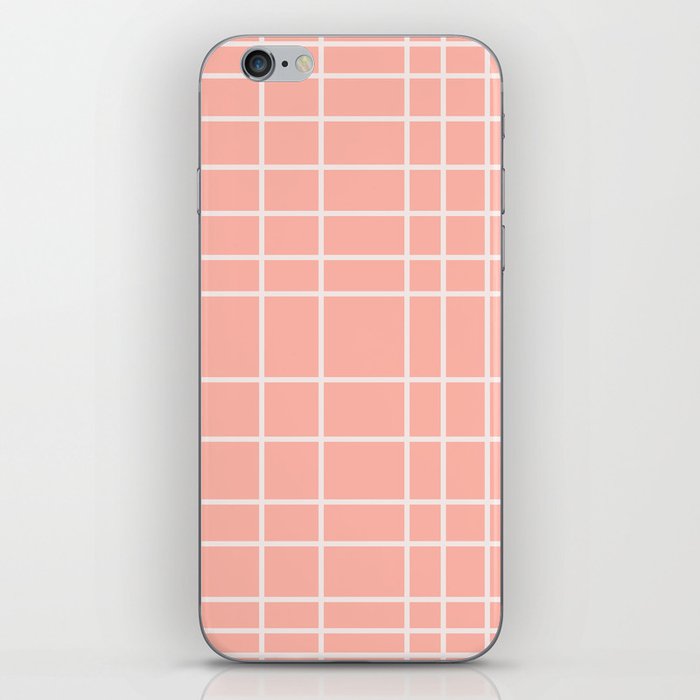 Mid Century Modern Abstract Grid lines pattern - Melon and Isabelline iPhone Skin