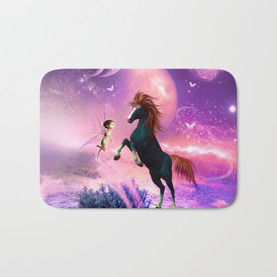 Horse with cute fairy Bath Mat