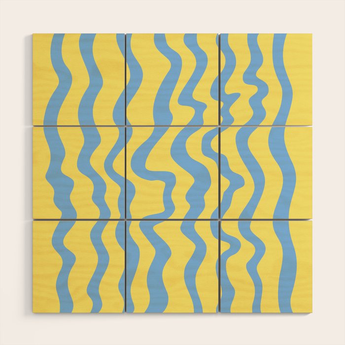 Abstract blue and yellow vertical minimal liquid stripes lines