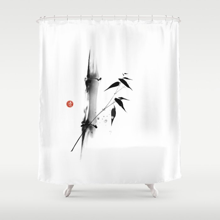 Bamboo in sumi-e style Shower Curtain