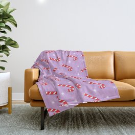 Candy Cane Pattern (purple) Throw Blanket