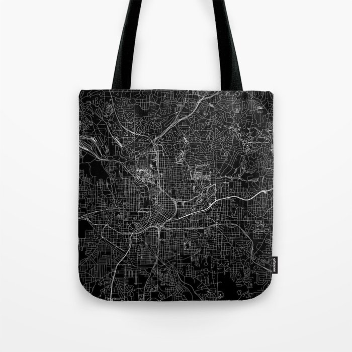 Atlanta Black Map Tote Bag