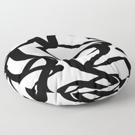 Abstract Swirl Abstract Lines Print Midcentury Shapes Contemporary Black And Beige Cream Swirl Floor Pillow