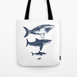 Megalodon sizes compaired to shark and diver Tote Bag