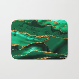 Abstract Green And Gold Emerald Marble Landscape  Bath Mat