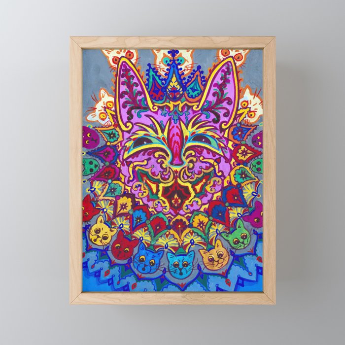 Cat with Cat Necklace by Louis Wain Framed Mini Art Print