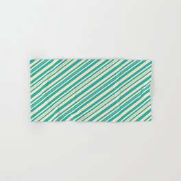 [ Thumbnail: Bisque and Light Sea Green Colored Pattern of Stripes Hand & Bath Towel ]