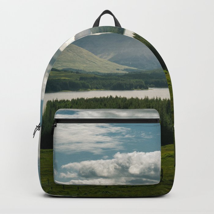 Lake in scottish Highlands Backpack