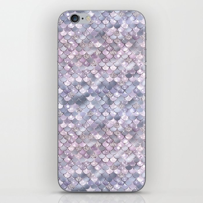 Lilac Mermaid Pattern Metallic Glitter iPhone Skin