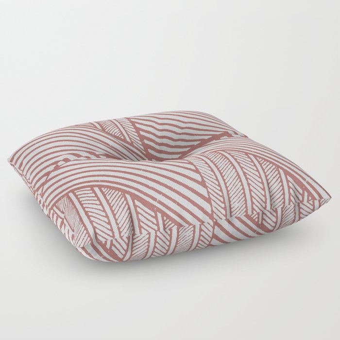 Block Print Modernist - Terracotta on Cream Floor Pillow