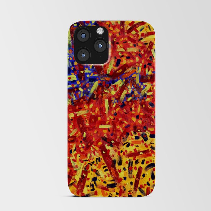 Red Yellow and Blue Gestural Abstract iPhone Card Case