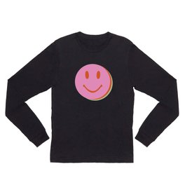 70s retro pink smiles pattern  Long Sleeve T Shirt | 70S, Digital, Curated, Painting, Hippy, Smiley, 60S, Pattern, Smiley Face, Positive 