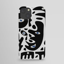 Minimal African Art Black and White Pattern Abstract  iPhone Case