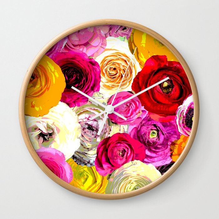 I Love Ranunculus Flowers Wall Clock