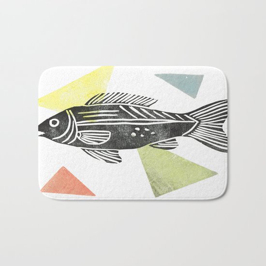 fish stamp III Bath Mat