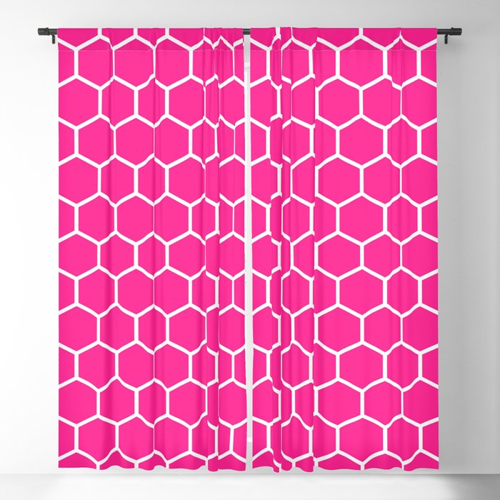 Honeycomb (White & Dark Pink Pattern) Blackout Curtain