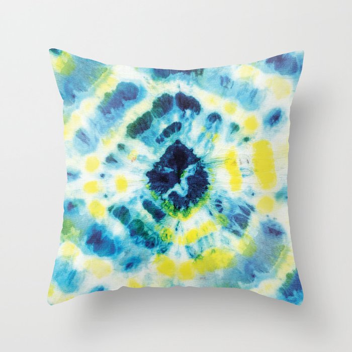 Blue tie store dye throw pillow
