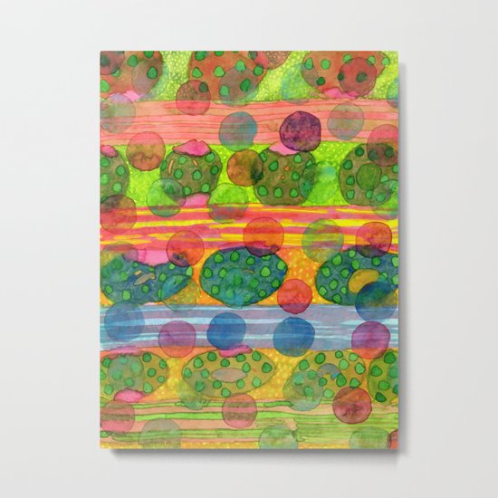Round Shapes within and above horizontal Stripes Metal Print