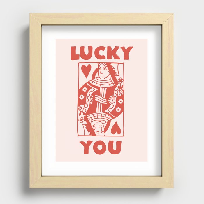 Lucky You - Queen of Hearts - Red Recessed Framed Print