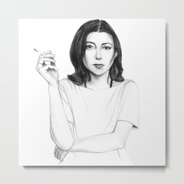 Joan Didion Metal Print | Portrait, Monochrome, Femaleauthor, Journalist, Noirlovers, Redefinethecanon, Joandidion, Feminism, Pattern, Illustration 