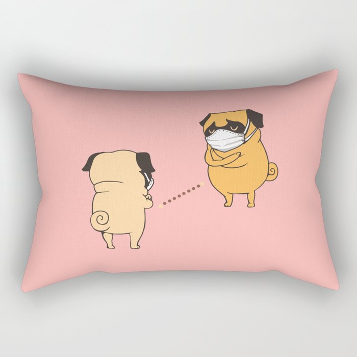Social distancing Pug Hugs Rectangular Pillow