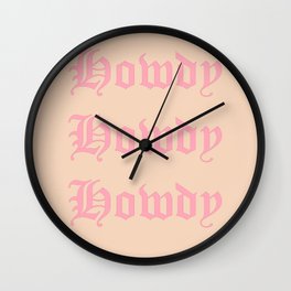 Old English Howdy Pink and White Wall Clock