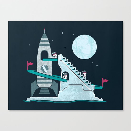 Penguin Space Race Canvas Print