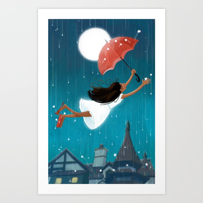 The Red Umbrella Art Print by Christina Forshay | Society6