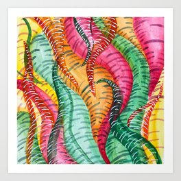 Abstract Colorful Octopus Inspired Watercolor Painting Art Print