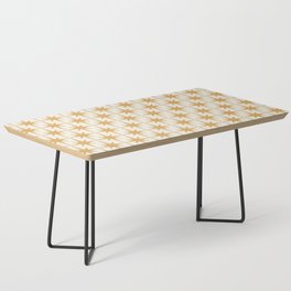 Midcentury Modern Atomic Starburst Pattern in Cream and Muted Mustard Gold Coffee Table