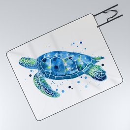 Sargasso Blue Sea Turtle - watercolor sea turtle Picnic Blanket