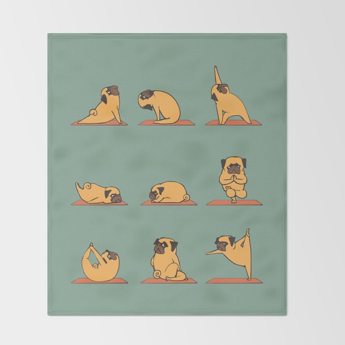 Pug Yoga Throw Blanket From Society6