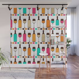 bottles of wine Retro color Wall Mural
