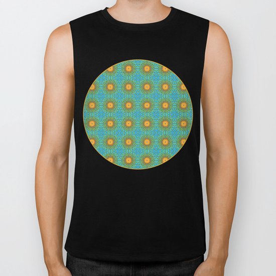 Yellow Salsify Flower Pattern Biker Tank
