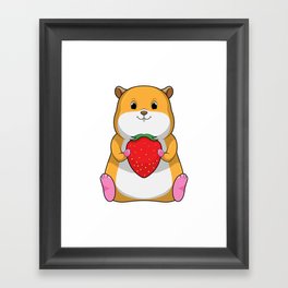 Hamster with Strawberry Framed Art Print