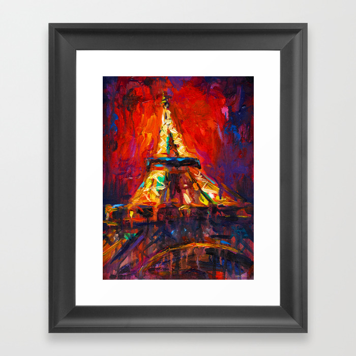 Abstract Impressionist Eiffel Tower Paris At Night Painting