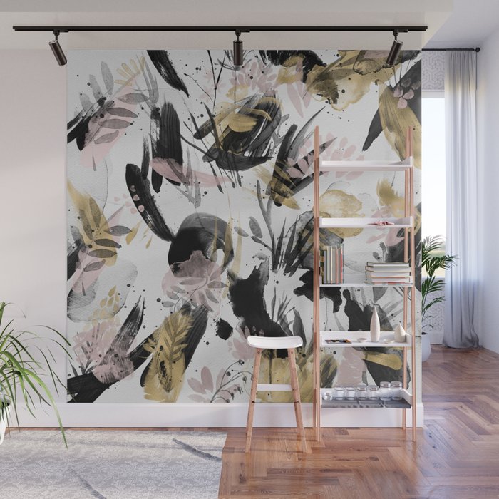 Wabi Sabi Brush Strokes Abstract Painting Wall Mural By