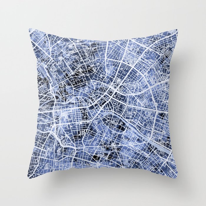 Berlin Germany City Map Throw Pillow