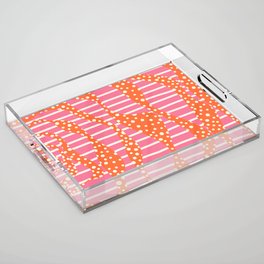 Spots and Stripes 2 - Pink, Orange and Cream Acrylic Tray