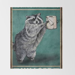 HommomH Raccoon Blanket Animal Pattern Digital Print Fleece Throw Cute Little Raccoon 50x80 