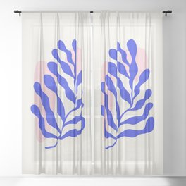 Blue Matisse Ferns Sheer Curtain