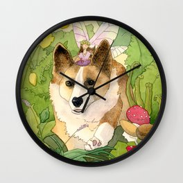 The Faerie and the Welsh Corgi Wall Clock